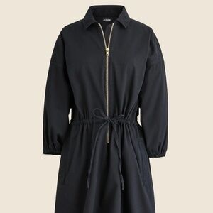 Cinched zip up dress in drapey cotton